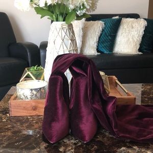 Burgundy Thigh High Heel Boots